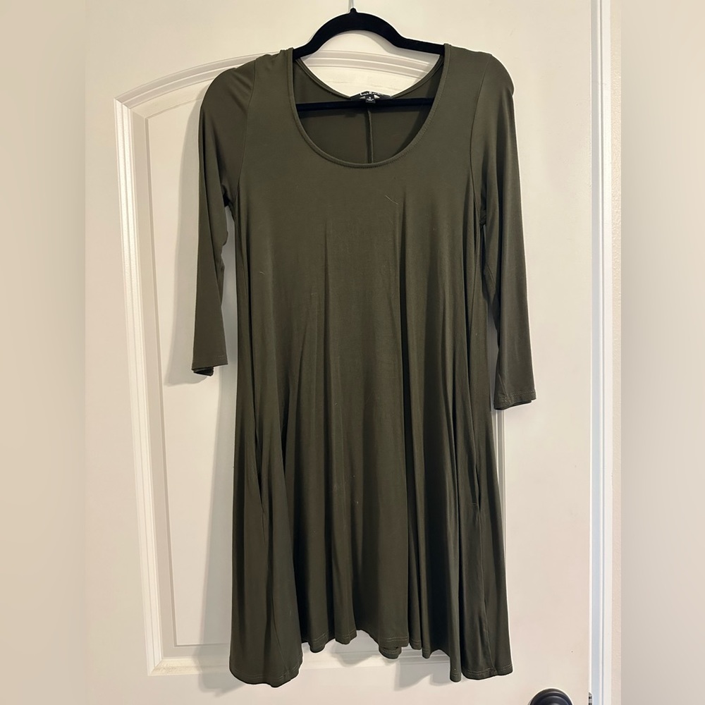 LuLus Twirl Power Olive Swing Dress